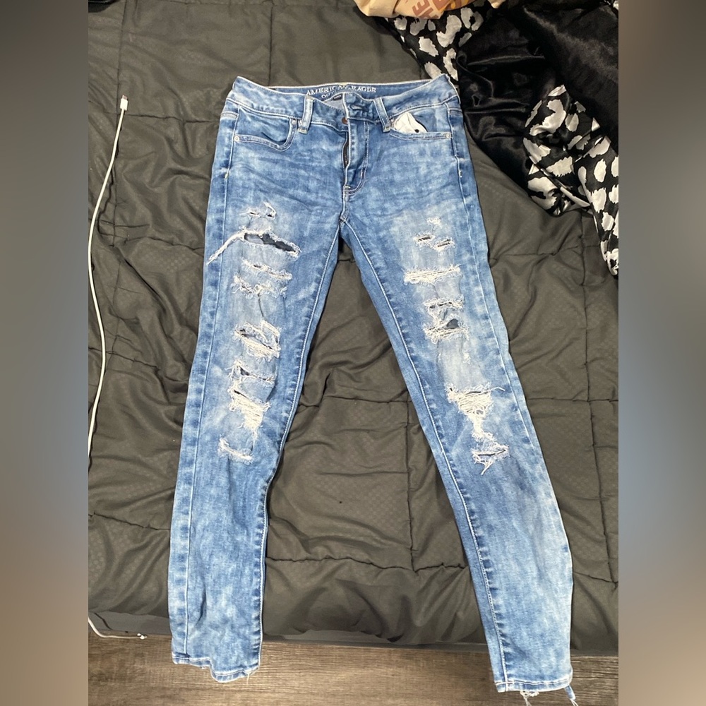American eagle Blue Skinny Distressed Jeans